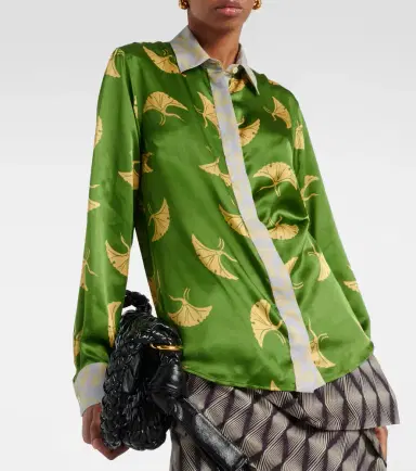 Dries Van Noten Printed silk-blend satin shirt | Thumbnail 2