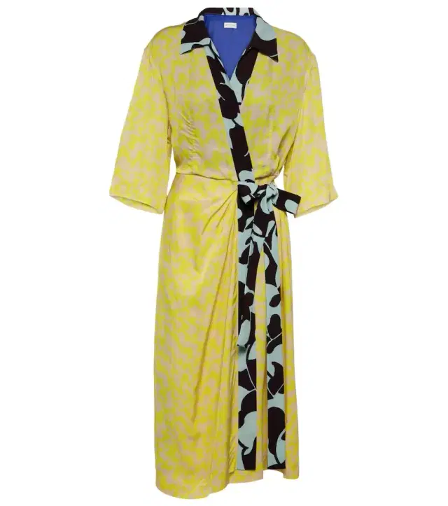 Dries Van Noten Printed wrap midi dress