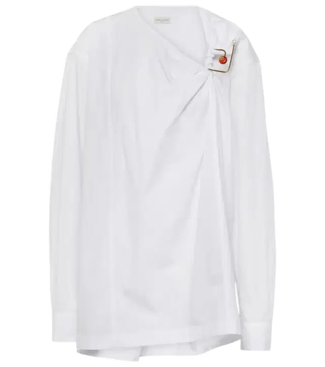 Dries Van Noten Embellished cotton poplin blouse