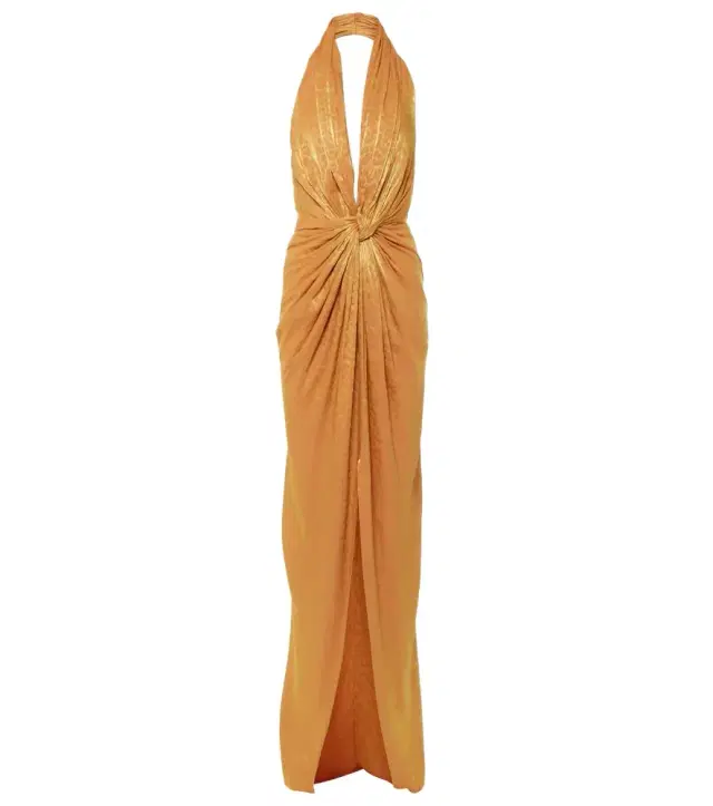 Costarellos Joa gathered halterneck gown