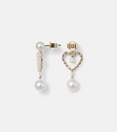 Sophie Bille Brahe Pearl Heart 14kt gold pendant earrings with pearls | Thumbnail 4 Sophie Bille Brahe Pearl Heart 14kt gold pendant earrings with pearls | Thumbnail 4