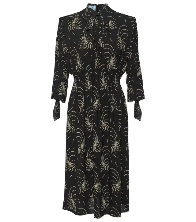 Printed ruched shirt dress