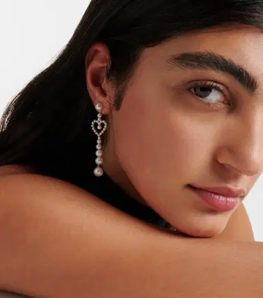 Sophie Bille Brahe Pearl Heart 14kt gold drop earrings with freshwater pearls | Thumbnail 4