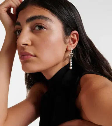Sophie Bille Brahe Pearl Heart 14kt gold drop earrings with freshwater pearls | Thumbnail 5