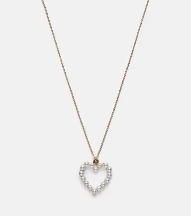 Sophie Bille Brahe Pearl Heart 14kt gold pendant necklace with pearls | Thumbnail 3