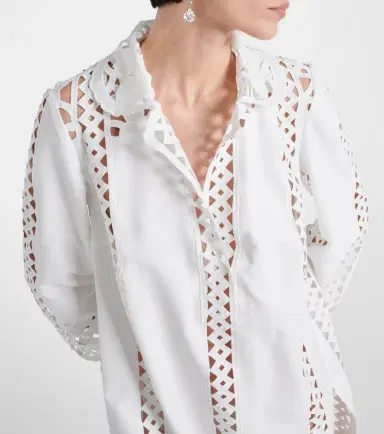 Oscar de la Renta Floral trellis guipure lace-trimmed tunic | Thumbnail 4