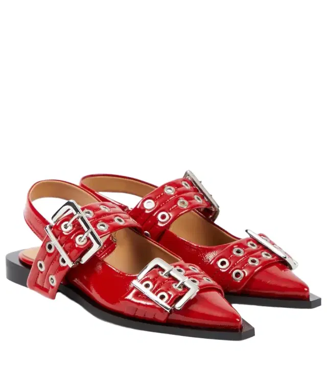 Ganni Faux leather slingback flats