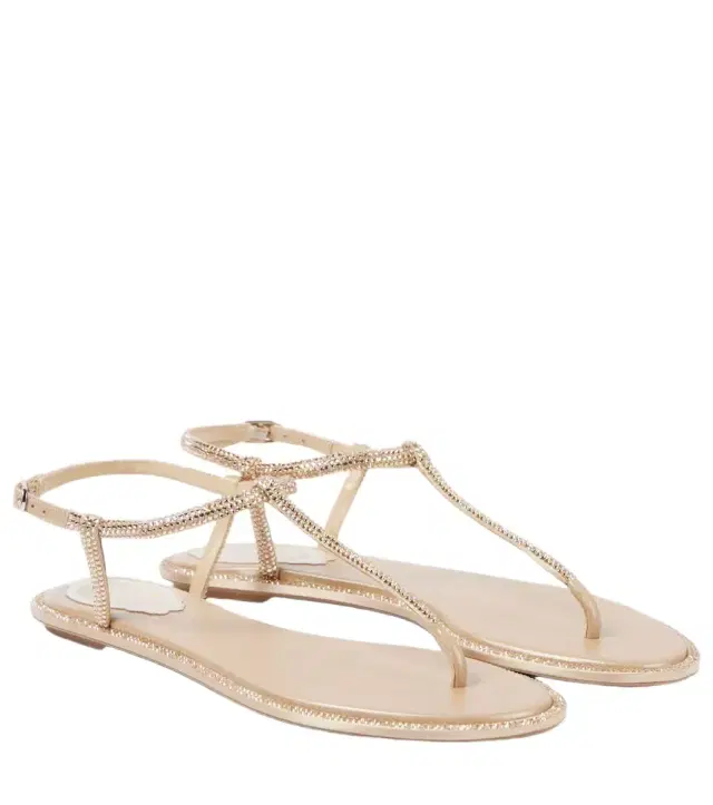 Rene Caovilla Diana satin and leather thong sandals