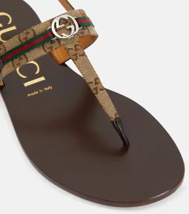 Gucci Leather-trimmed thong sandals | Thumbnail 2