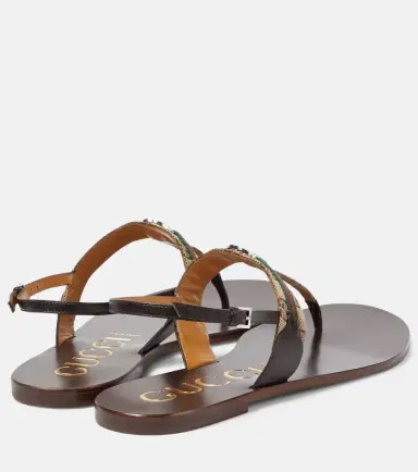 Gucci Leather-trimmed thong sandals | Thumbnail 4