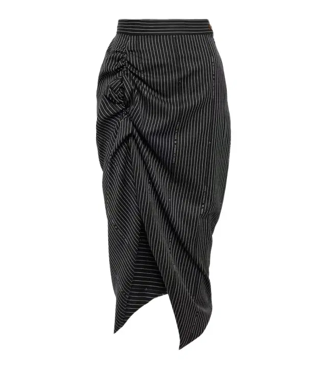 Vivienne Westwood Pinstriped wool and cotton midi skirt