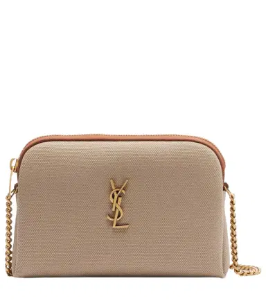 Saint Laurent Gaby leather-trimmed canvas crossbody bag | Thumbnail 1