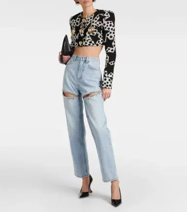 Area Crystal-embellished straight jeans | Thumbnail 4