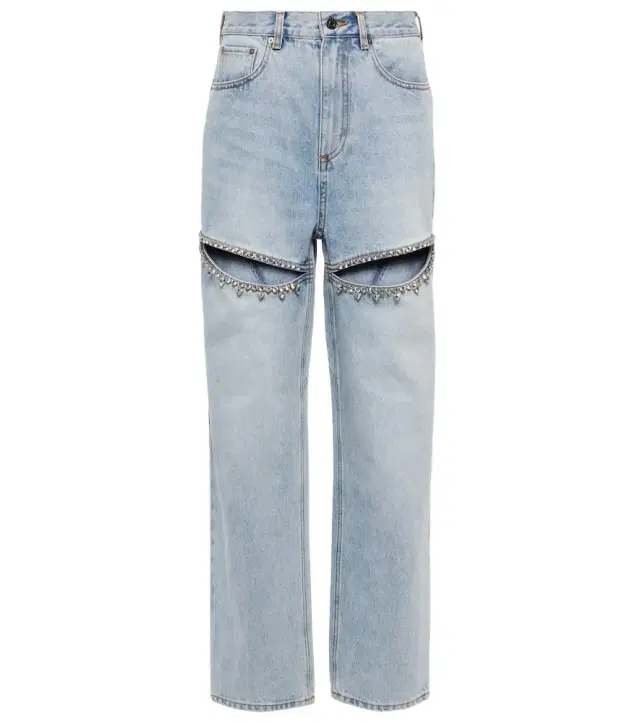 Area Crystal-embellished straight jeans