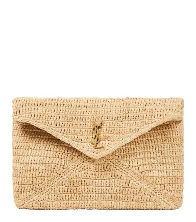 Saint Laurent Cassandre Large raffia pouch | Thumbnail 1
