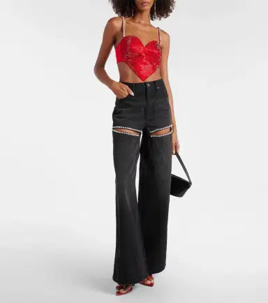 Area Crystal-embellished wide-leg jeans | Thumbnail 4
