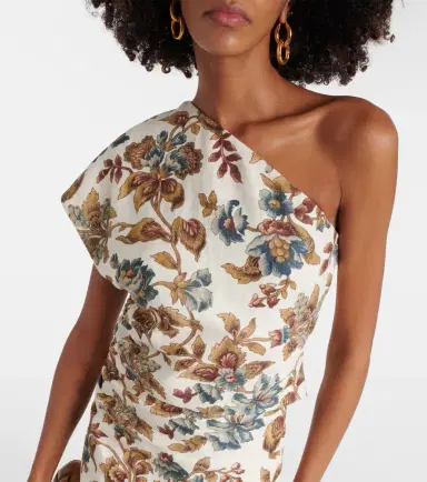 SIR Eleanora floral one-shoulder linen crop top | Thumbnail 4