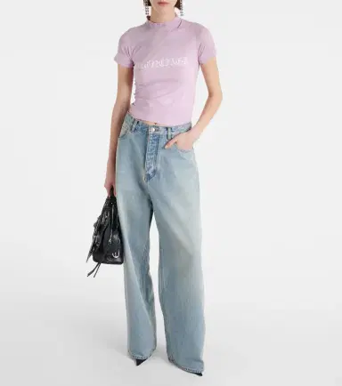 Balenciaga Cropped cotton jersey T-shirt | Thumbnail 2 Balenciaga Cropped cotton jersey T-shirt | Thumbnail 2