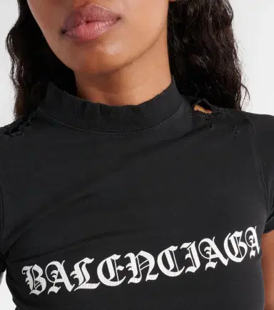 Balenciaga Gothic Type Shrunk cotton-blend T-shirt | Thumbnail 2