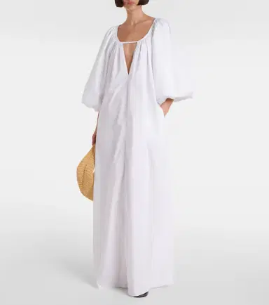 ADRIANA DEGREAS Puff-sleeve cotton maxi dress | Thumbnail 4