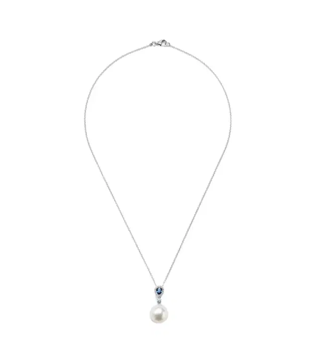 Bucherer Fine Jewellery Romance 18kt white gold necklace with sapphires and gemstones