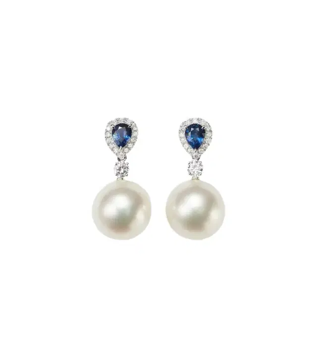 Bucherer Fine Jewellery Romance 18kt white gold earrings with gemstones