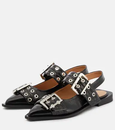 Ganni Faux-leather slingback flats | Thumbnail 3