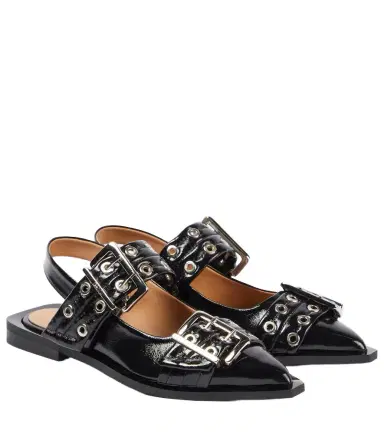 Ganni Faux-leather slingback flats | Thumbnail 1