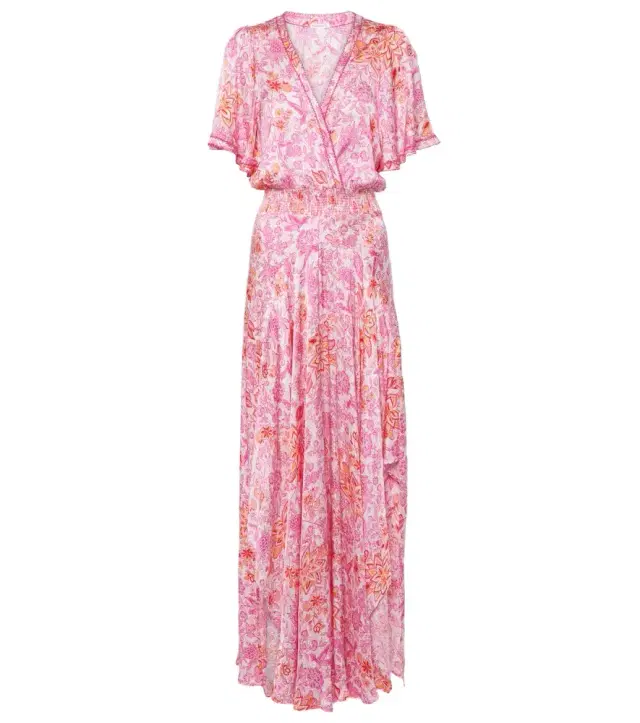 Poupette St Barth Mabelle floral satin maxi dress