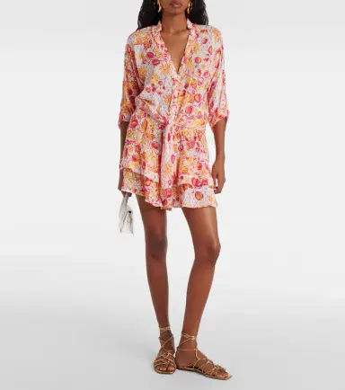 Poupette St Barth Culotte ruffled floral miniskirt | Thumbnail 3