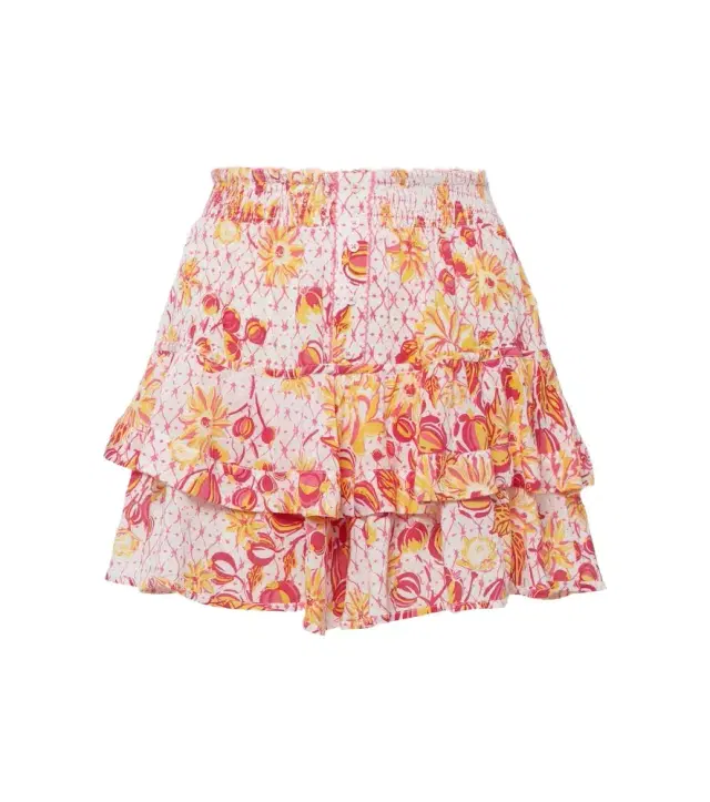 Poupette St Barth Culotte ruffled floral miniskirt