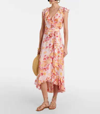 Poupette St Barth Aude ruffled floral wrap dress | Thumbnail 3