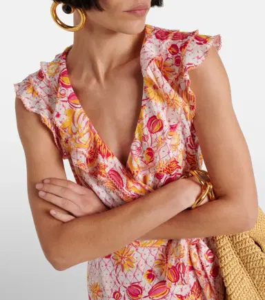 Poupette St Barth Aude ruffled floral wrap dress | Thumbnail 5