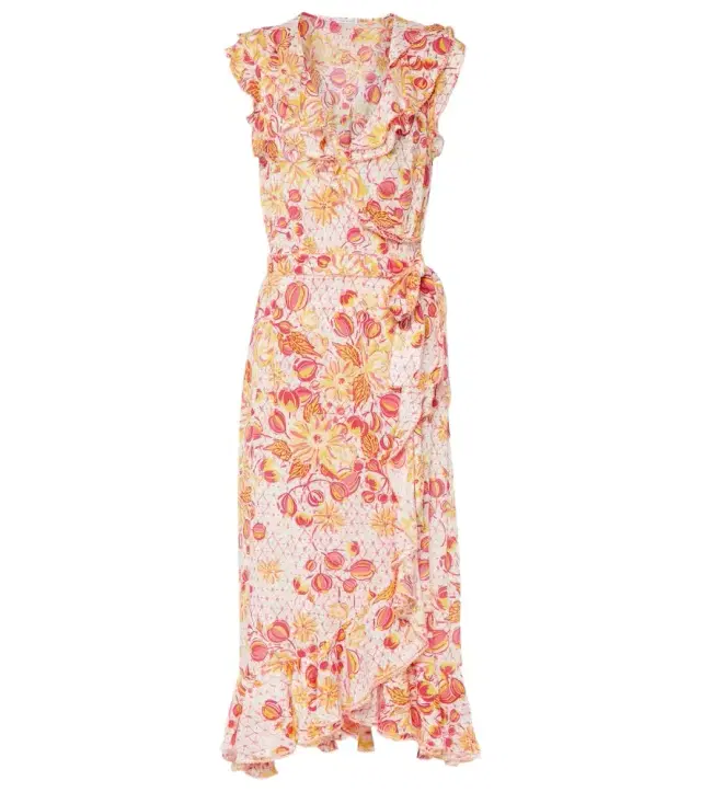 Poupette St Barth Aude ruffled floral wrap dress