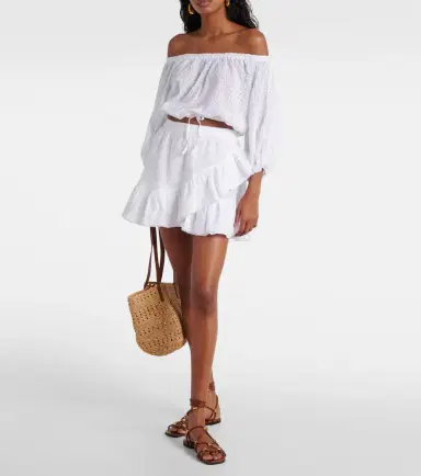 Poupette St Barth Bova broderie anglaise cotton miniskirt | Thumbnail 3