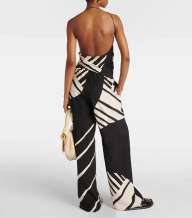 SIR Arte printed one-shoulder silk satin crop top | Thumbnail 3
