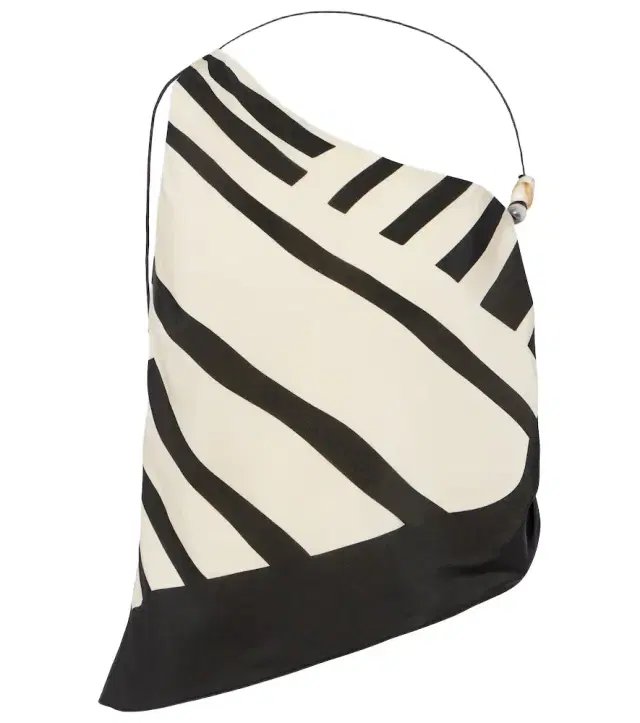 SIR Arte printed one-shoulder silk satin crop top