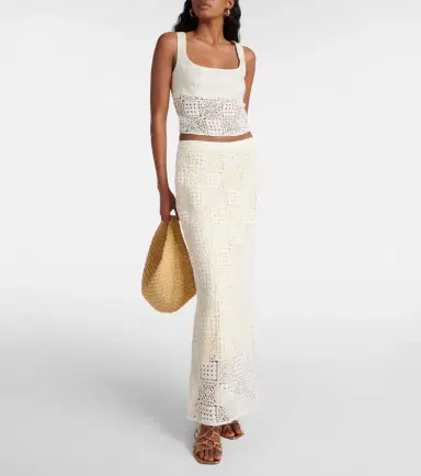 SIR Rayure crochet cotton maxi skirt | Thumbnail 3