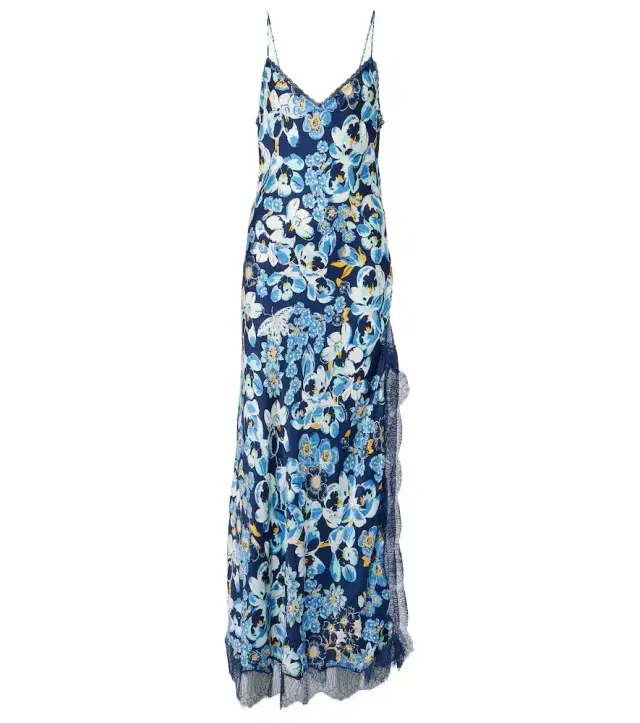 Poupette St Barth Floral lace-trimmed slip dress