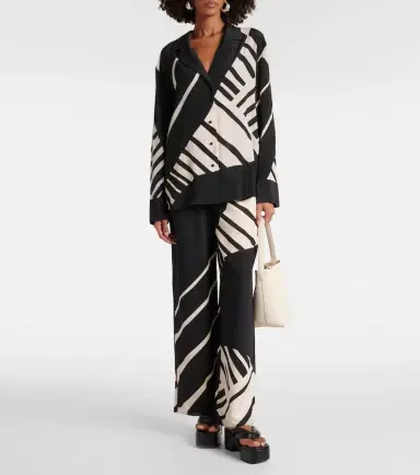 SIR Printed mid-rise silk wide-leg pants | Thumbnail 4