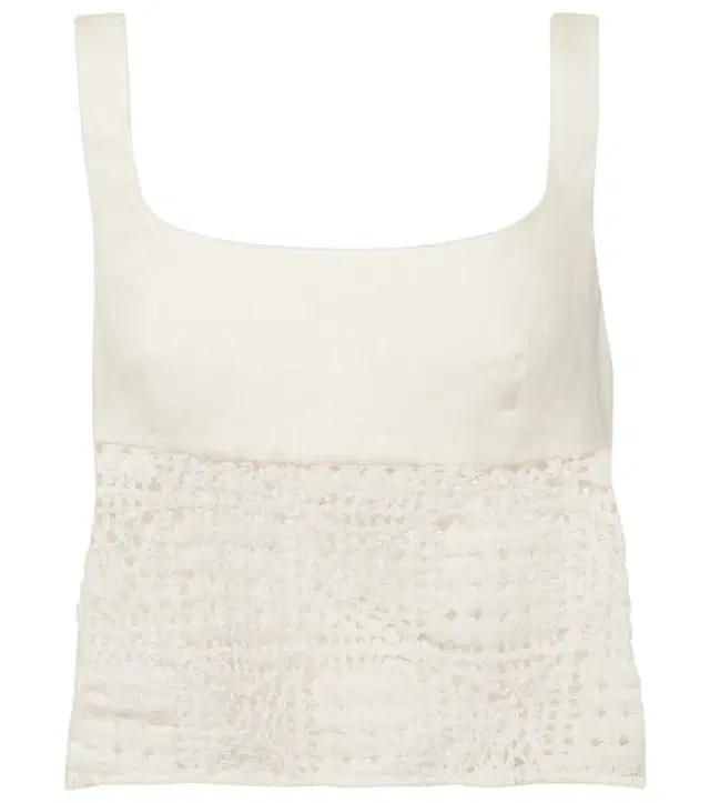 SIR Rayure linen crop top
