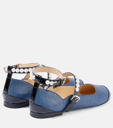 Mach & Mach Embellished denim Mary Jane flats | Thumbnail 3