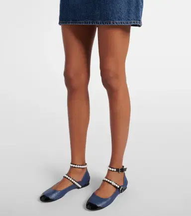 Mach & Mach Embellished denim Mary Jane flats | Thumbnail 4