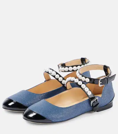 Mach & Mach Embellished denim Mary Jane flats | Thumbnail 6