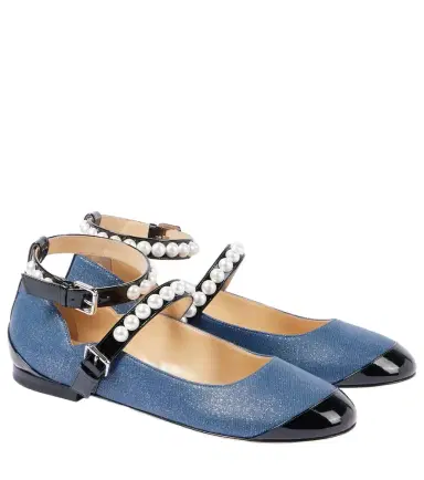 Mach & Mach Embellished denim Mary Jane flats | Thumbnail 1