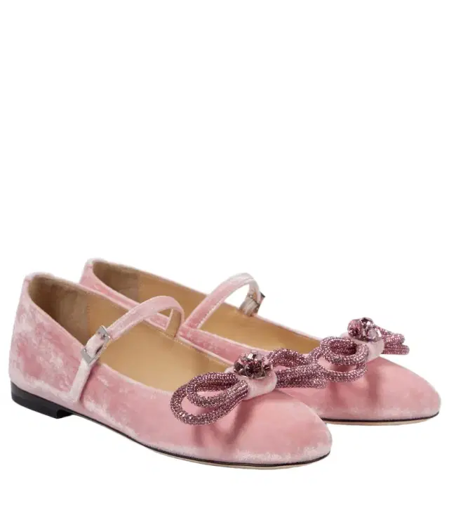 Mach & Mach Double Bow velvet ballet flats