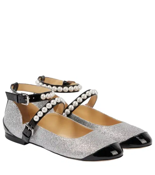 Mach & Mach Embellished glitter Mary Jane flats