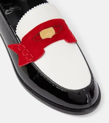 Christian Louboutin Penny suede-trimmed patent leather penny loafers | Thumbnail 3