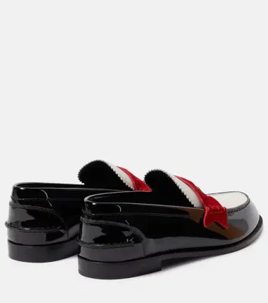Christian Louboutin Penny suede-trimmed patent leather penny loafers | Thumbnail 4