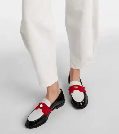 Christian Louboutin Penny suede-trimmed patent leather penny loafers | Thumbnail 5